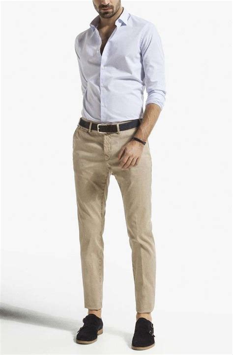 camicia bianca pantalone beige uomo